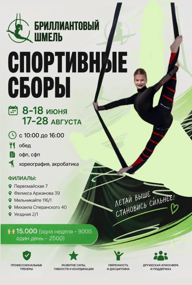 Спортивные сборы по воздушной гимнастике "Бриллиантовый шмель", 1 смена